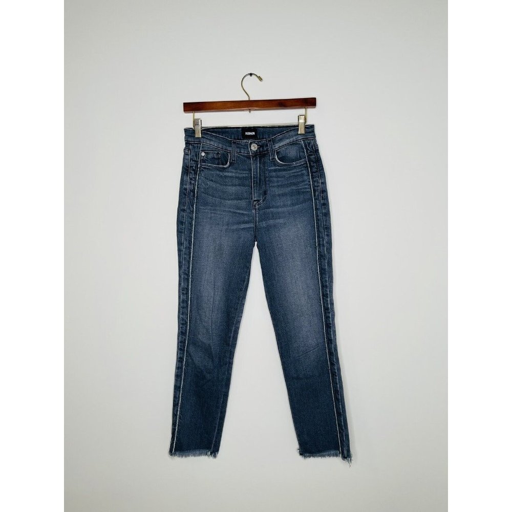 Hudson Women's Size 25 Straight Crop Dark Wash Frayed Hem Jeans